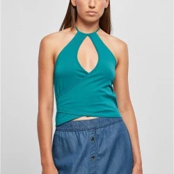 Дамски топ в цвят тюркоаз Urban Classics Ladies Wraped Top