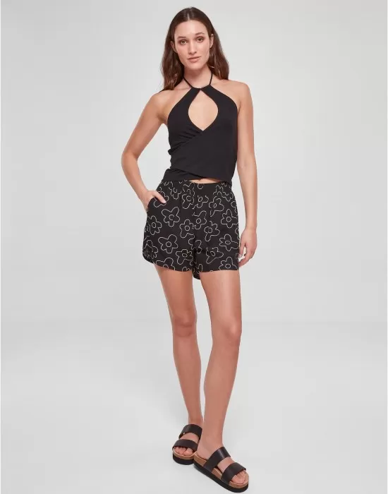 Дамски топ в черен цвят Urban Classics Ladies Wraped Top, Топове - Hoodstyle.bg