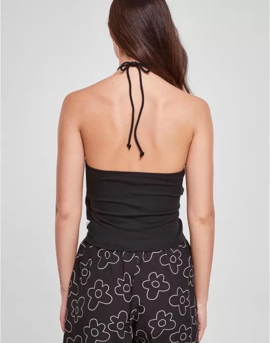 Дамски топ в черен цвят Urban Classics Ladies Wraped Top, Топове - Hoodstyle.bg