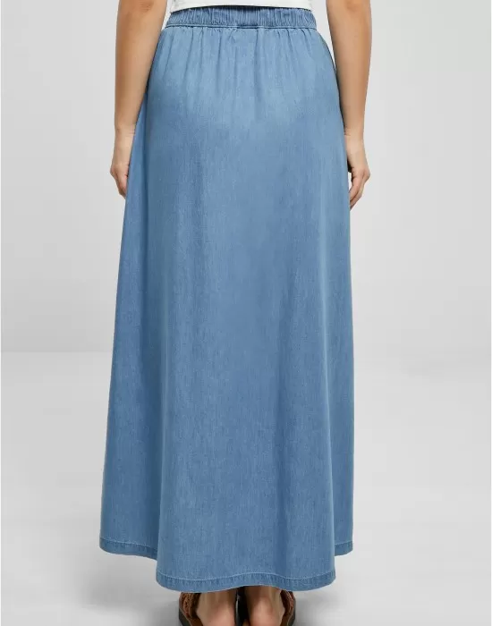 Дамска дълга дънкова пола в светлосин цвят Urban Classics Ladies Denim Skirt, Поли - Hoodstyle.bg
