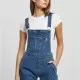 Дамски къс дънков гащеризон в син цвят Urban Classics Dungaree, Жени - Hoodstyle.bg