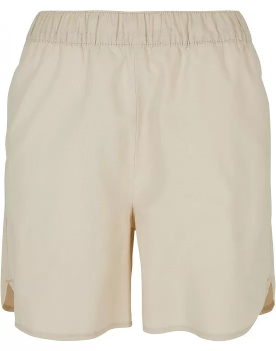 Дамски къс ленен панталон в цвят екрю Urban Classics Ladies Linen Shorts, Къси панталони - Hoodstyle.bg