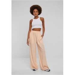 Дамски широк панталон в цвят праскова Urban Classics Ladies Pants