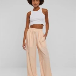 Дамски широк панталон в цвят праскова Urban Classics Ladies Pants