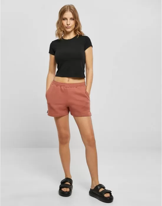 Дамски къси панталони в цвят праскова Urban Classics Terry Shorts, Къси панталони - Hoodstyle.bg