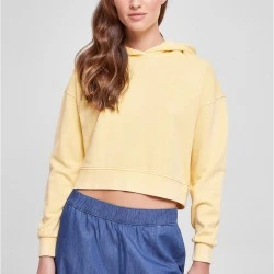 Дамски къс суичър с качулка в жълт цвят Urban Classics Terry Hoody