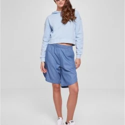 Дамски къс суичър с качулка в светлосин цвят Urban Classics Terry Hoody