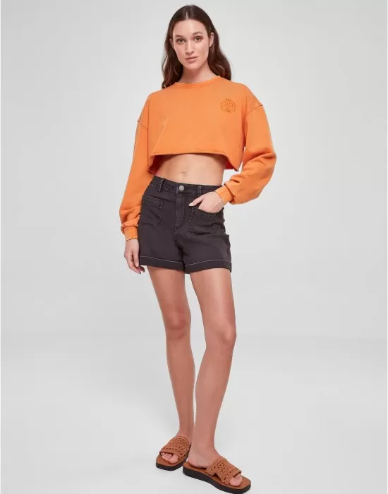 Дамска къса блуза в оранжев цвят Urban Classics Ladies Terry, Блузи - Hoodstyle.bg