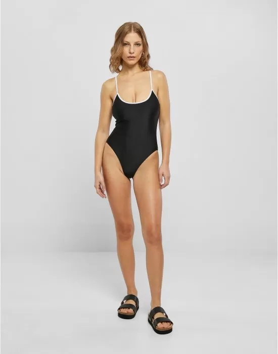 Дамски цял бански в черен цвят Urban Classics Ladies Retro Swimsuit, Бански - Hoodstyle.bg