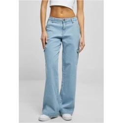 Дамски Дънки с Висока ТалияLadies High Waist Straight Denim Cargo Pants lighter washed 29