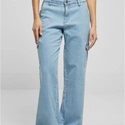 Дамски Дънки с Висока ТалияLadies High Waist Straight Denim Cargo Pants lighter washed 29