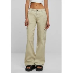 Дамски Дънки с Висока ТалияLadies High Waist Straight Denim Cargo Pants offwhite raw 29