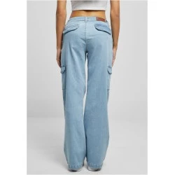 Дамски Дънки с Висока ТалияLadies High Waist Straight Denim Cargo Pants lighter washed 29