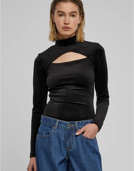 Дамско кадифено боди в черен цвят Urban Classics, Блузи - Hoodstyle.bg