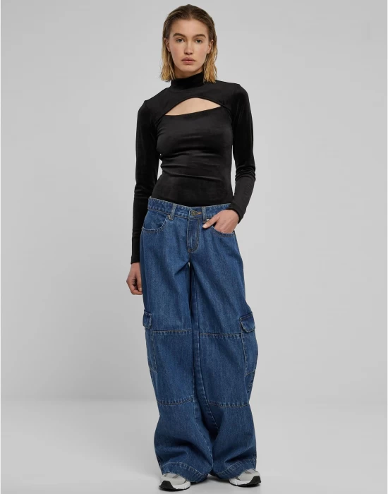 Дамско кадифено боди в черен цвят Urban Classics, Блузи - Hoodstyle.bg