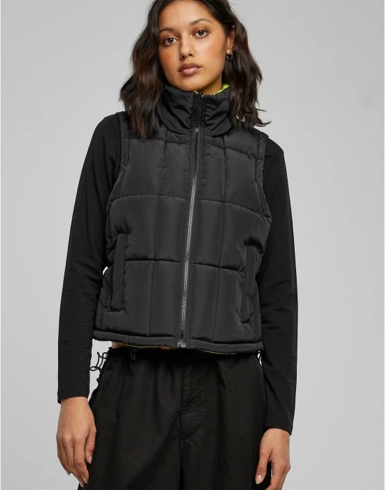 Дамска двулицева грейка в цвят черно/зелено Reversible Puffer Vest, Жилетки - Hoodstyle.bg
