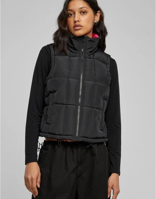 Дамска двулицева грейка в цвят черно/розово Reversible Puffer Vest, Жилетки - Hoodstyle.bg