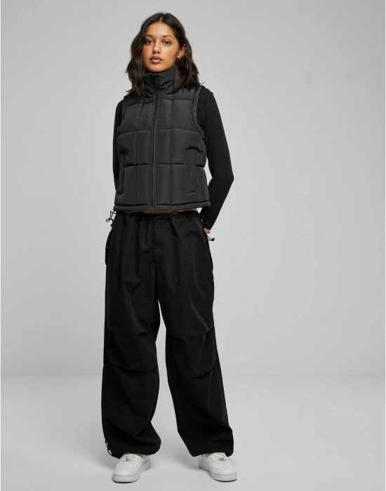 Дамска двулицева грейка в цвят черно/зелено Reversible Puffer Vest, Жилетки - Hoodstyle.bg