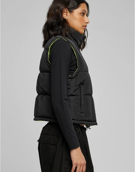 Дамска двулицева грейка в цвят черно/зелено Reversible Puffer Vest, Жилетки - Hoodstyle.bg
