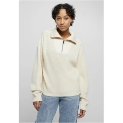Дамска плетена блуза в цвят пясък Urban Classics Oversized Troyer 