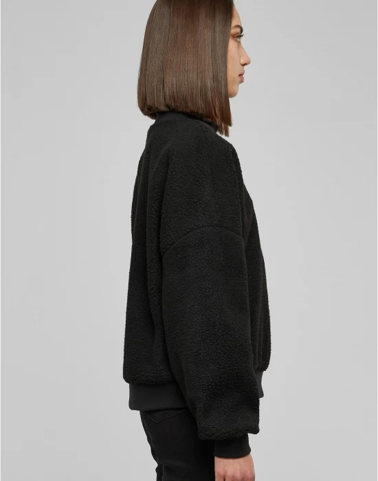 Дамска пухкава блуза в черен цвят Urban Classics Ladies Sherpa, Блузи - Hoodstyle.bg
