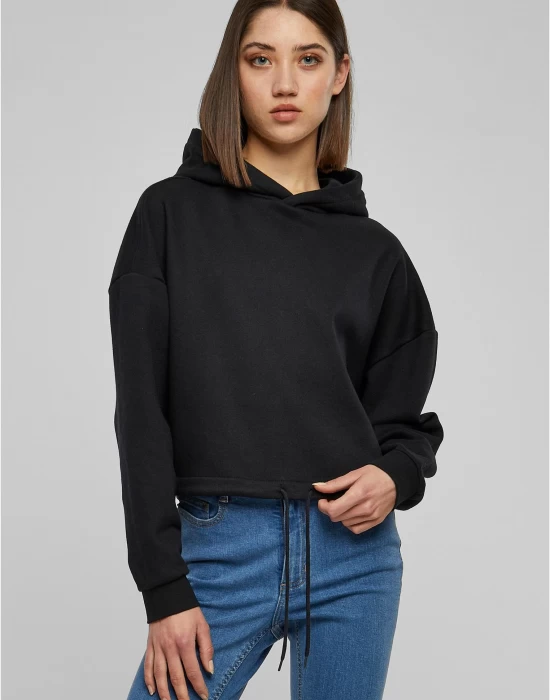 Дамски суичър в черен цвят Urban Classics Ladies Cropped, Суичъри - Hoodstyle.bg