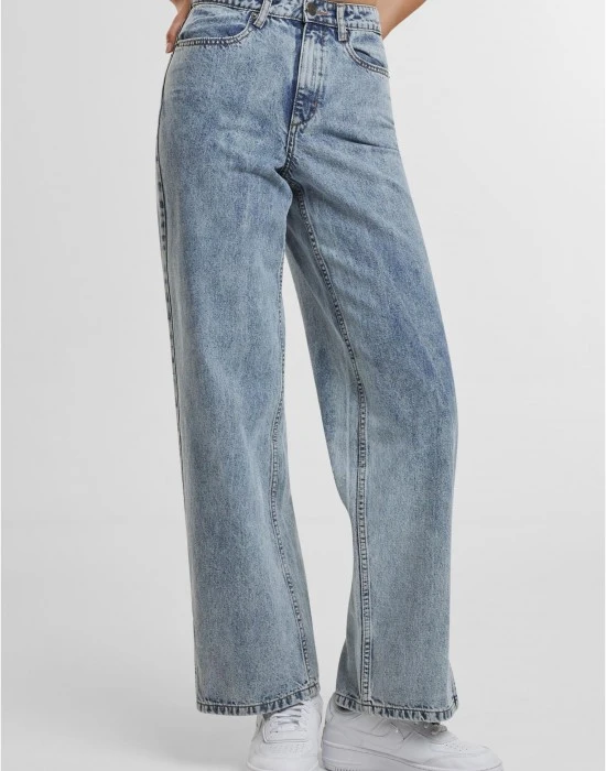 Дамски Дънки Ladies Wide Leg Slit Denim tinted lightblue washed 29