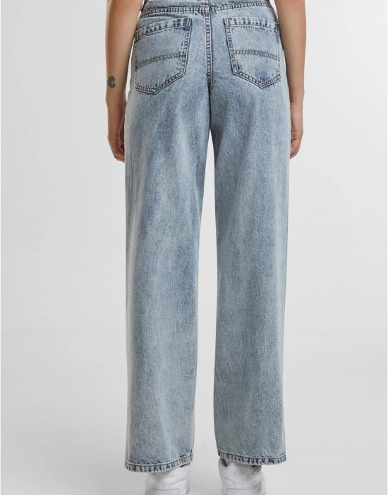 Дамски Дънки Ladies Wide Leg Slit Denim tinted lightblue washed 29