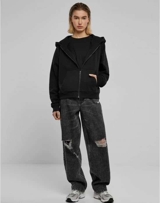 Суичър Ladies Boxy Zip Hoody black XXL