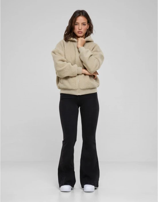 Дамски суичър в бежово Urban Classics Oversized Sherpa Zip, Суичъри - Hoodstyle.bg