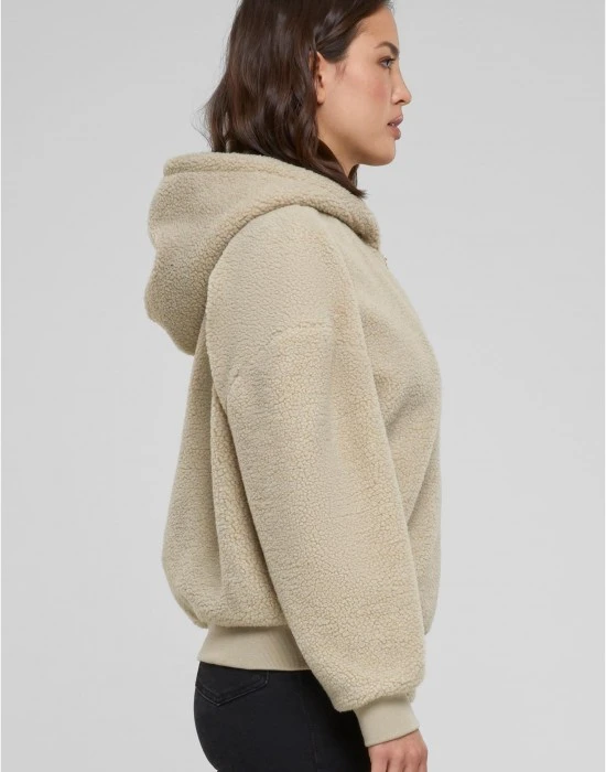 Дамски суичър в бежово Urban Classics Oversized Sherpa Zip, Суичъри - Hoodstyle.bg