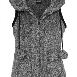Дамска жилетка без ръкави в черно-бял меланж Urban Classics Ladies Melange Teddy Zip Vest