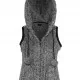 Дамска жилетка без ръкави в черно-бял меланж Urban Classics Ladies Melange Teddy Zip Vest, Жилетки - Hoodstyle.bg