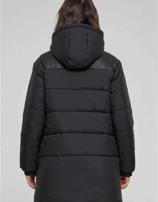 Дамско дълго яке в черен цвят Urban Classics Mixed Puffer, Якета - Hoodstyle.bg