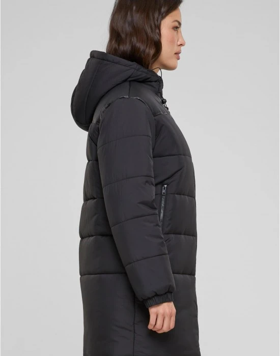 Дамско дълго яке в черен цвят Urban Classics Mixed Puffer, Якета - Hoodstyle.bg