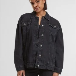 Дамско дънково яке в черен цвят Urban Classics Ladies Oversized 90's 