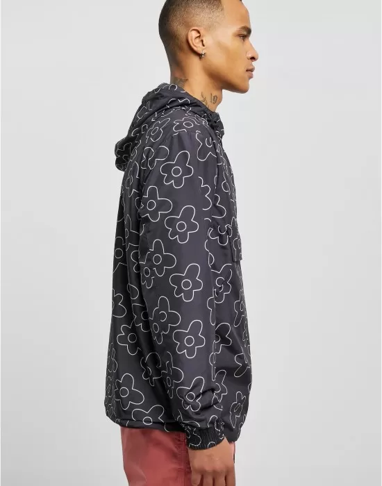 Мъжка ветровка с качулка в цветен десен Urban Classics Flower AOP, Ветровки - Hoodstyle.bg