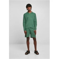 Мъжка блуза с яка в зелен цвят Urban Classics Ribbed Longsleeve