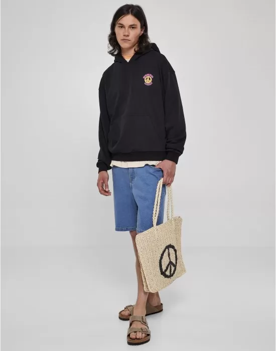 Мъжки суичър с качулка в черен цвят Urban Classics Peace Hoody, Суичъри - Hoodstyle.bg