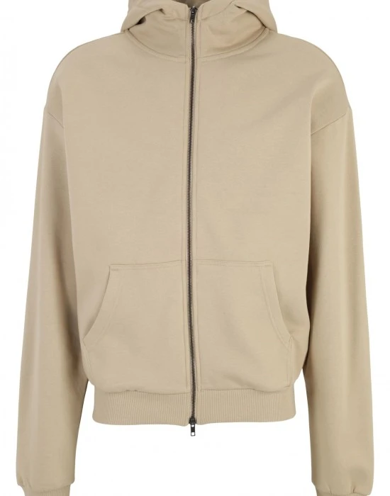 Мъжки суичър с висока яка в цвят пясък Urban Classics, Суичъри с цип - Hoodstyle.bg