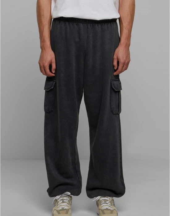 Мъжко долнище в черно Urban Classics Acid Washed, Долнища - Hoodstyle.bg