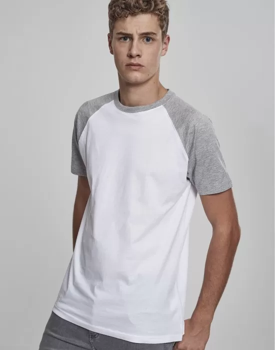 Мъжка тениска Urban Classics с ръкави тип реглан white/grey, Тениски - Hoodstyle.bg