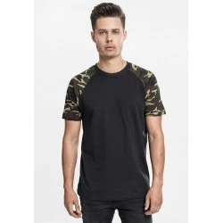 Мъжка тениска Urban Classics с ръкави тип реглан black/woodcamouflage