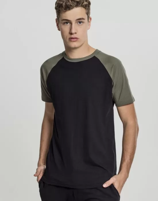 Мъжка тениска с ръкави тип реглан Urban Classics blk/olive, Тениски - Hoodstyle.bg
