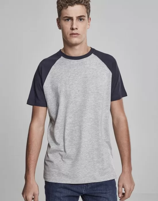 Мъжка тениска Urban Classics с ръкави тип реглан grey/navy, Тениски - Hoodstyle.bg