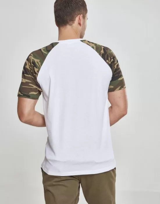Мъжка тениска Urban Classics с ръкави тип реглан white/woodcamouflage, Тениски - Hoodstyle.bg