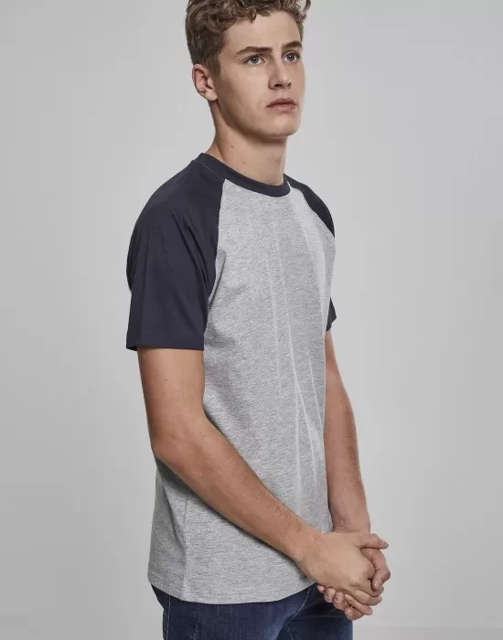 Мъжка тениска Urban Classics с ръкави тип реглан grey/navy, Тениски - Hoodstyle.bg