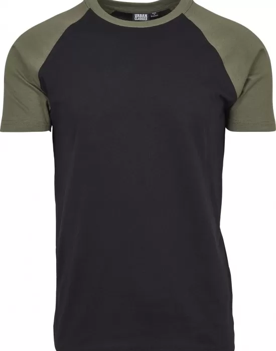 Мъжка тениска с ръкави тип реглан Urban Classics blk/olive, Тениски - Hoodstyle.bg