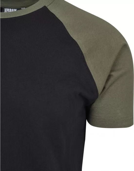 Мъжка тениска с ръкави тип реглан Urban Classics blk/olive, Тениски - Hoodstyle.bg