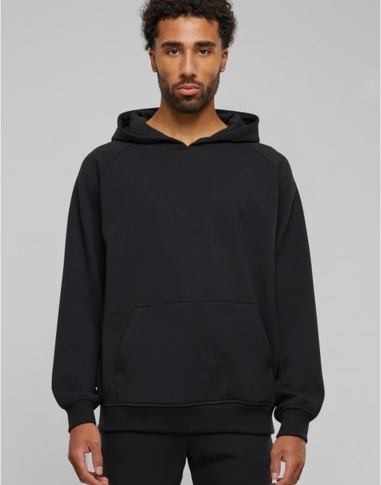Мъжки суичър с качулка в черен цвят Urban Classics Cosy Raglan, Суичъри с цип - Hoodstyle.bg